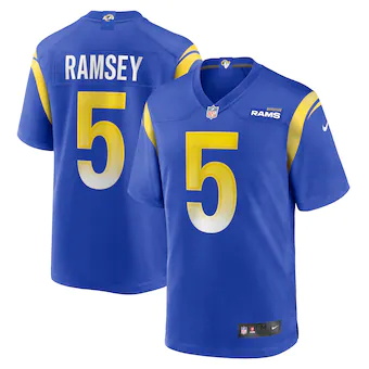 mens nike jalen ramsey royal los angeles rams team game jer